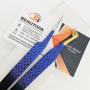 Pinzas de extensión de pestañas de acero inoxidable de dos tonos personalizadas profesionales Extensiones de pestañas de etiqueta privada sostenibles Punta puntiaguda - Product Image 5