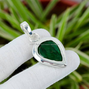 925 pendentif en argent Sterling pierre précieuse pendentif fait main cadeau de demoiselle d'honneur pendentif émeraude naturelle bijoux en argent - Product Image 6