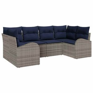 Ensemble de canapés de jardin en polyrotin synthétique gris 6 places, mobilier d'extérieur résistant aux intempéries, design contemporain - Product Image 2