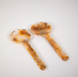 Juego de 2 utensilios para ensalada hechos a mano con madera de olivo, que incluye cuchara dentada y cuchara sólida para servir, a bajo precio. - Product Image 5