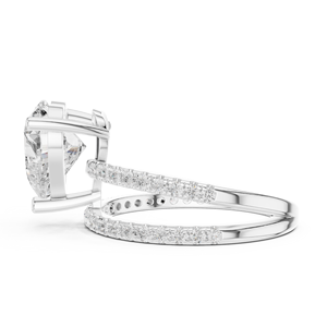 Bague de fiançailles pour femme en or massif 14 carats, diamant de laboratoire taille cœur, certifié IGI, style romantique chrétien - Product Image 4