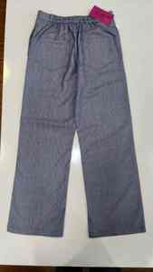 Pantalones Palazzo de Algodón a Rayas Azules para Mujer, Cintura Elástica, Pierna Ancha, Casuales, Cómodos, para Uso Diario - Product Image 2