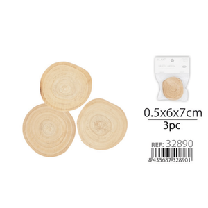 Base in Legno Naturale ILAN Rotonda 0,5x6x7cm Set da 3 Pezzi per Artigianato - Product Image 2