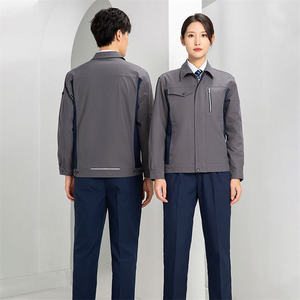 Workshop Logo Custom Breathable Anti-static <b>Reflective</b> Polyester Cotton Work Uniform Coverall Jacket Set with Zipper <b>Top</b> Pant - Product Image 6