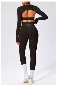 Conjunto de Yoga de 3 Piezas para Mujer, Bra Deportivo, Shorts de Cintura Alta, Top Corto con Orificios para el Pulgar, Ropa Deportiva de Secado Rápido - Product Image 3