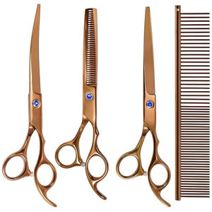 <b>Dog</b> Grooming <b>Scissors</b> Kit Stainless Steel Professional Comb Straight Curved Thinning <b>Scissors</b> Set - Product Image 4