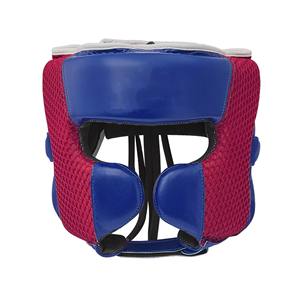 Protector de Cabeza para Boxeo, de Cuero PU, Transpirable, Resistente a Impactos, Unisex, para Adultos, Protección Deportiva para la Cabeza, Azul y Rojo con Malla - Product Image 1