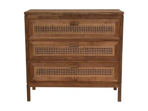 Mid Century Modern American Style Solid Mango <b>Wood</b> <b>Bedside</b> <b>Table</b> <b>with</b> Rattan Storage <b>Drawers</b> - Product Image 3