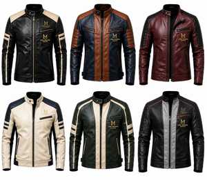 Men's Genuine Leather Heated Moto <b>Biker</b> <b>Jacket</b> Stand Collar Zipper Closure Color Blocking Design Winter Slim Fit Regular Front - Product Image 6