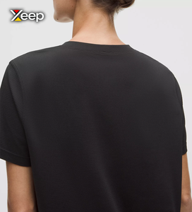 T-shirt décontracté léger pour femme XEEP, coupe ample, manches courtes, respirant, col en V, lettres, polyester/coton - Product Image 4