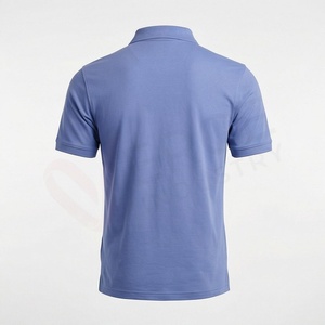 Polo à manches courtes pour homme, motif géométrique bleu, décontracté, en coton tricoté respirant, coupe classique - Product Image 2