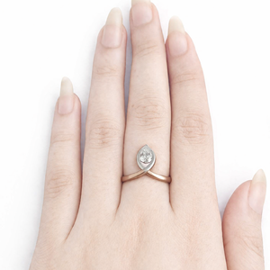 Bijoux fins pour femme en or rose 14 carats certifié Namivaa, diamant taille marquise, élégant et moderne, bicolore, pour fiançailles et mariage, finition polie - Product Image 4