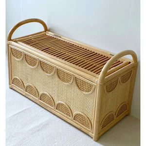 Baúl de Almacenamiento Infantil de Mimbre Hecho a Mano de Primera Calidad, con Patrón Festoneado, Caja de Juguetes de Mimbre Natural, Banco Organizador para Guardería, OEM ODM - Product Image 4