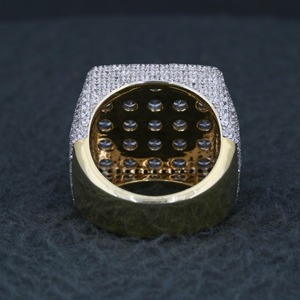 <b>Mens</b> Square Iced Out Moissanite Diamond <b>Ring</b> 14k Yellow Gold Vermeil Pinky <b>Ring</b> Hip Hop Chunky Rapper Bling Statement <b>Ring</b> - Product Image 5