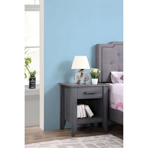 Modern Gray Nightstand with <b>Storage</b> Options <b>Bedside</b> Table - Product Image 1