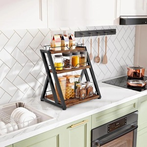 Stylish Wooden <b>Spice</b> Storage Shelf Ideal <b>For</b> Countertop Display And Pantry Management Supports Efficient Meal Preparation - Product Image 4