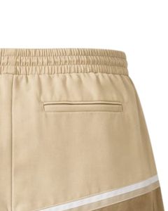 Beige And Khaki Color Block Mens Drawstring Shorts Zipper Pocket Casual Summer Beach <b>Athletic</b> Quick Dry Comfortable Shorts - Product Image 5