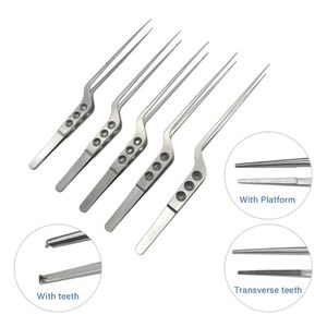 Pinzas Microquirúrgicas con Dientes para Neurocirugía, Pinzas para Tejidos Microquirúrgicos de Acero Inoxidable, Instrumento Neuroquirúrgico OEM - Product Image 1