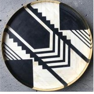 Bandeja DE SERVICIO DE PATRÓN moderno de madera con incrustaciones de hueso hechas a mano de alta calidad, bandeja para servir café y té, bandeja con incrustaciones de hueso de forma redonda - Product Image 6