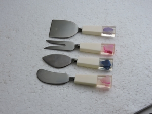 Stainless Steel Cheese Utensil Set 4 Piece Colorful Handle Serving Tools Hand Wash Only - Product Image 1