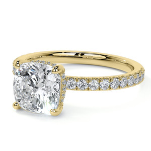 แหวนเพชรโรสโกลด์ 14k แหวนเพชรเพาะเลี้ยงสำหรับผู้หญิง ได้รับการรับรองจาก IGI แหวนเพชรทรงคุชชั่นเพาะเลี้ยง แหวนเพชรแบบฝังเพชรรอบวง - Product Image 4