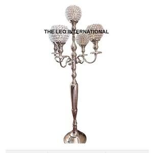 Support de bougie en métal au design exclusif, élégant, avec perles de cristal, en acier inoxydable - Product Image 3