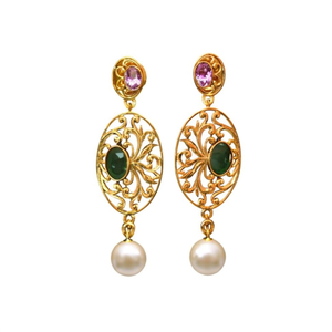 Wood Pearl Drop Earrings-Vintage Bohemian Studs for Party - Product Image 3