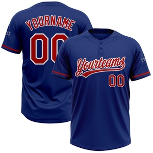 Vente en gros directe OMMIZ INDUSTRY Maillot de softball unisexe personnalisé rouge-Blanc à deux boutons - Product Image 1