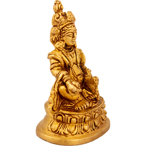 Statue Kubera assise de 3 pouces faite à la main dans des sculptures en laiton fabriquées en Inde - Product Image 2