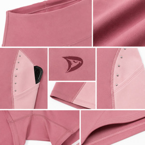 Shorts Deportivos Rosa de Cintura Baja, Tela de Lona Transpirable, Corte Regular, Cintura Elástica, Color Sólido, Ecológicos, Spandex/Algodón - Product Image 6