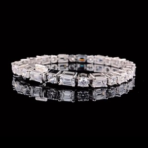 Bracelet tennis en diamants de laboratoire taille émeraude et taille ronde, certifié IGI, or blanc 14 carats, bijoux classiques unisexes, directement du fabricant - Product Image 1