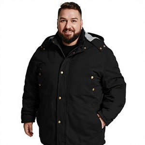 Plus Size <b>Men</b> Distressed <b>Leather</b> Biker <b>Jacket</b> Winter Warm, Zipper Hooded, Eco-Friendly & Windproof Casual Heavyweight Outerwear - Product Image 2