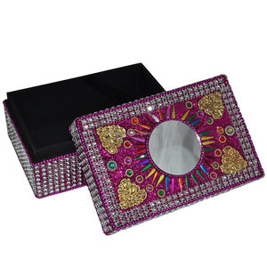 Caja de Joyería con Cuentas Florales y Decoración de Laca Brillante, Caja Decorativa para Guardar Anillos y Pendientes para Mujer - Product Image 1