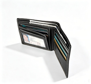 [In Stock] Castello Men's Vintage Bi-Fold <b>Wallet</b> Genuine Leather RFID Protection Polyester Lining Black Brown - Product Image 5