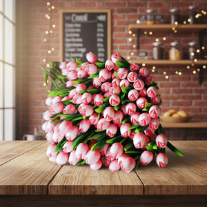 Tulipán Musical Hecho a Mano de Madera de Acacia, Decoración para el Hogar, Estilo ROMÁNTICO, Técnica Pulida, 37cm de Largo, Ligero, Regalo Tailandés - Product Image 2