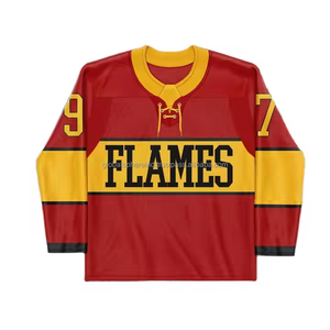Maillots de hockey sur glace de haute qualité en gros, service OEM avec impression par transfert thermique, respirant, séchage rapide, couleurs personnalisées - Product Image 1
