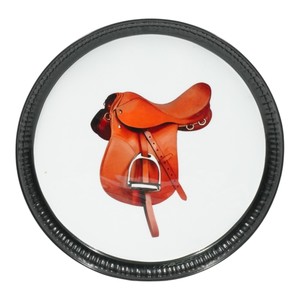 Accesorios para el hogar, bandejas redondas decorativas para servir bocadillos, diseño de silla de montar, bandeja esmaltada con estampado, bandejas metálicas para decoración - Product Image 3