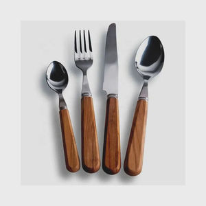 Fine Quality Stainless Steel Cutlery Set With Natural Wood Handle Dinnerware <b>Flatware</b> Set For Home Hotel & Restaurant Use - Product Image 1