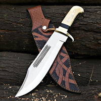Couteau Bowie de chasse et de camping en acier Damas fait main de haute qualité 2026 avec manche en os de chameau et résine et garde en laiton