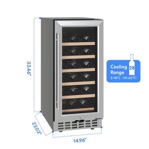 28 Bottle Capacity 15-Inch Wine & Beverage Cooler <b>Refrigerator</b> - Product Image 2