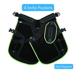 Tablier de fermeur robuste en cuir et toile, nouveau style, avec porte-clous magnétique, poches pour couteaux, ajustement réglable - Product Image 3