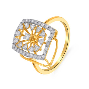 Anillo de Lujo de Oro Amarillo de 18K con Halo Cuadrado y Racimo de Diamantes en Forma de Corazón para Mujer, Joyería Fina para Compromiso y Boda - Product Image 1