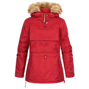 Veste d'hiver matelassée imperméable pour femme avec capuche en fausse fourrure, doublure en flanelle, coupe-vent, mi-longue, beige personnalisée - Product Image 5