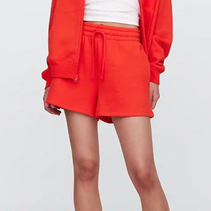 Nouveaux shorts pour femmes respirants et tendance, 100% coton, tissu polaire, logo brodé personnalisé, taille élastique, séchage rapide - Product Image 3