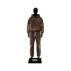 Ensemble de survêtement unisexe premium marron oversize avec sweat-shirt à capuche uni et pantalon de jogging – Tenue décontractée streetwear et sportswear - Product Image 1