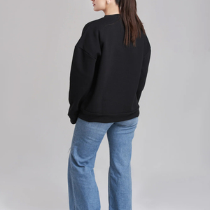 Sweat-shirt à col rond uni de qualité export, grande taille, coupe ample, personnalisable pour femme, 100 % coton molletonné respirant et doublé - Product Image 2