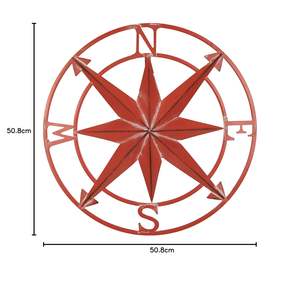 เข็มทิศโลหะสีส้มคอรัลตกแต่งผนังสไตล์เรียบง่ายสำหรับตกแต่งภายในและภายนอกอาคาร - Product Image 3