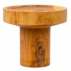 Table d'appoint moderne en bois massif de Suar avec piétement, finition miel, table basse durable pour hôtel, villa, salon - Product Image 2
