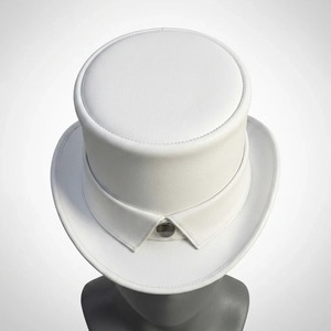Sombrero de Copa de Cuero Genuino Personalizado, Hecho a Mano, con Diseño Personalizado para Colección de Disfraces de Moda Gótica - Product Image 2