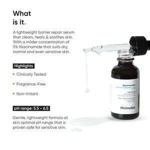 Suero minimalista con niacinamida al 5% y ácido hialurónico que reduce las manchas oscuras y controla la grasa, para todo tipo de piel, 1 oz (30 ml) - Product Image 5